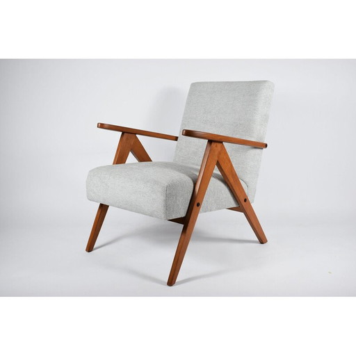 Fauteuil vintage Scandinave gris clair 1960s