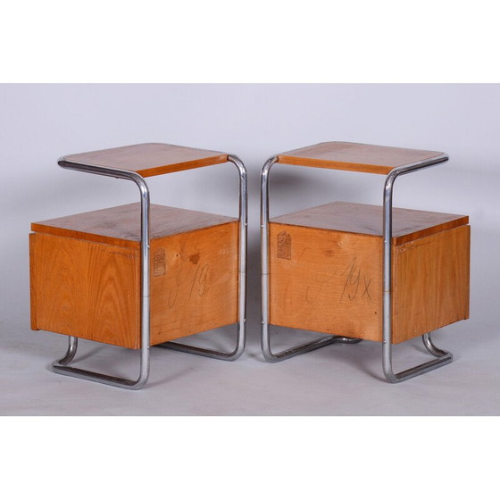 Image 1 of Paire de tables de nuit en bois de chêne de Mucke-Melder, Tchécoslovaquie 1930