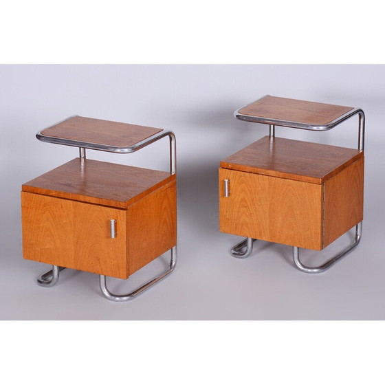 Image 1 of Paire de tables de nuit en bois de chêne de Mucke-Melder, Tchécoslovaquie 1930