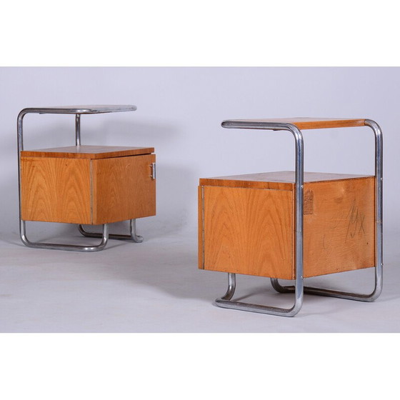 Image 1 of Paire de tables de nuit en bois de chêne de Mucke-Melder, Tchécoslovaquie 1930