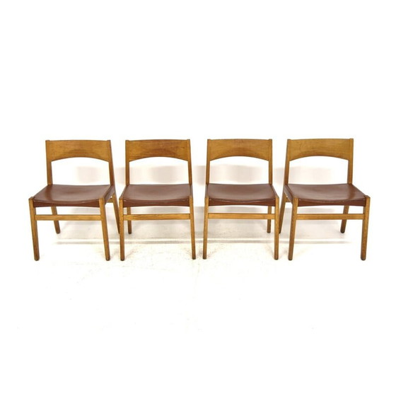 Image 1 of Ensemble de 4 chaises en cuir vintage par John Vedel-Rieper pour Erhard Rasmussen, Danemark 1960