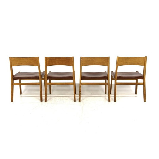 Ensemble de 4 chaises en cuir vintage par John Vedel-Rieper pour Erhard Rasmussen, Danemark 1960