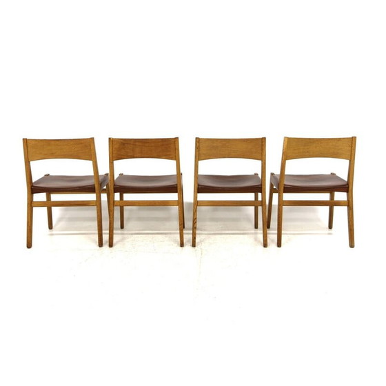 Image 1 of Ensemble de 4 chaises en cuir vintage par John Vedel-Rieper pour Erhard Rasmussen, Danemark 1960