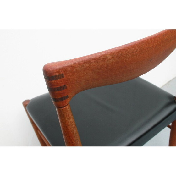 Image 1 of Chaise vintage en teck et cuir par H.W.Klein pour Bramin, 1960s