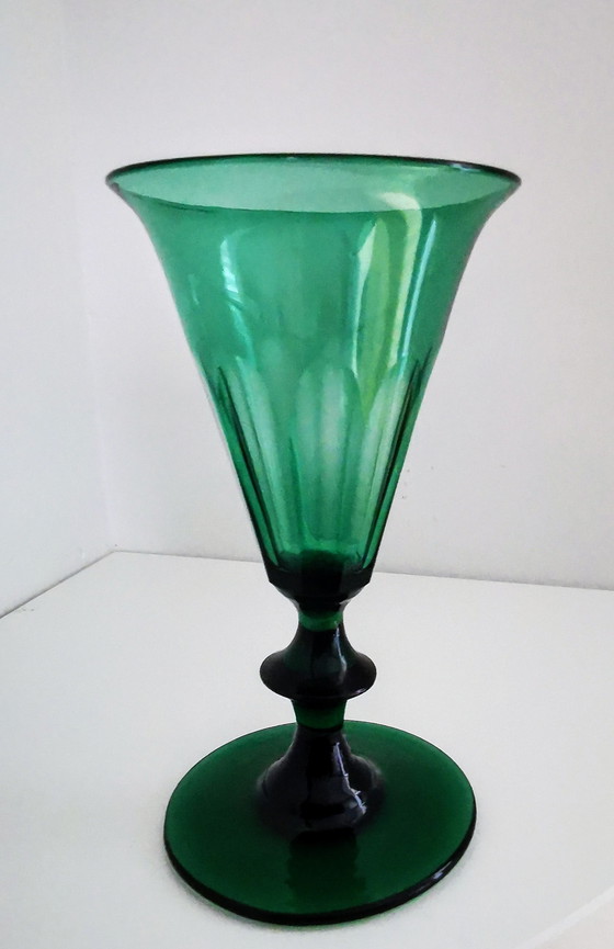 Image 1 of 6 pièces Verres à vin du Rhin à facettes, début du 19e siècle