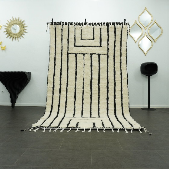 Image 1 of Tapis berbère - 257 Cm X 153 Cm - Laine blanche et noire