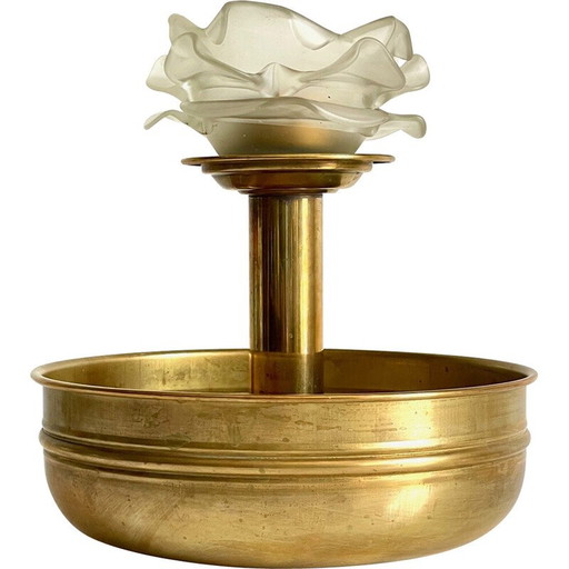 Bougeoir vintage en laiton et verre