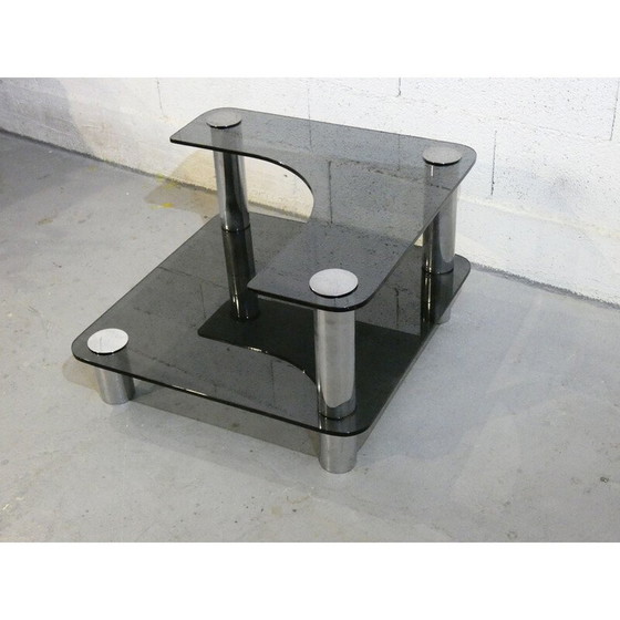 Image 1 of Table basse vintage en verre fumé bleu par Marco Zanusso pour Zanotta, 1970