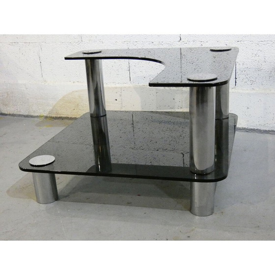 Image 1 of Table basse vintage en verre fumé bleu par Marco Zanusso pour Zanotta, 1970