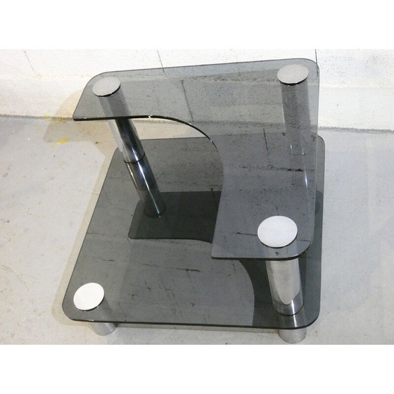 Image 1 of Table basse vintage en verre fumé bleu par Marco Zanusso pour Zanotta, 1970