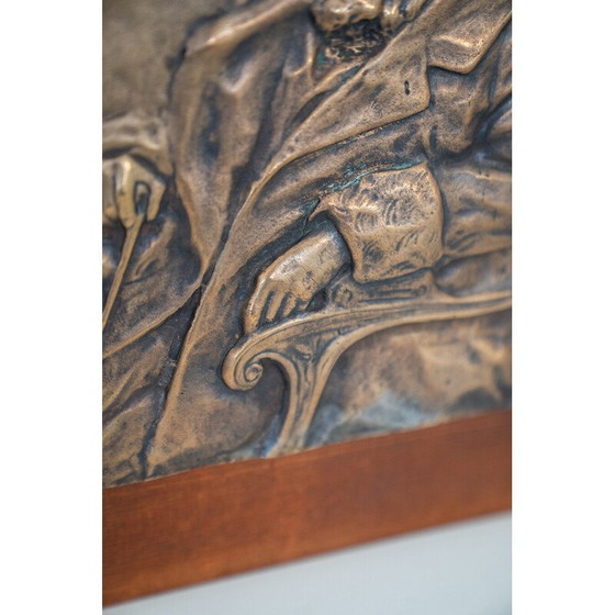 Image 1 of Sculpture vintage en bronze et bois représentant Giosuè Carducci, Italie 1835