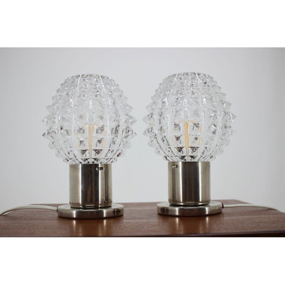 Image 1 of Paire de lampes de table vintage en verre taillé par Kamenicky Senov, République tchèque 1960