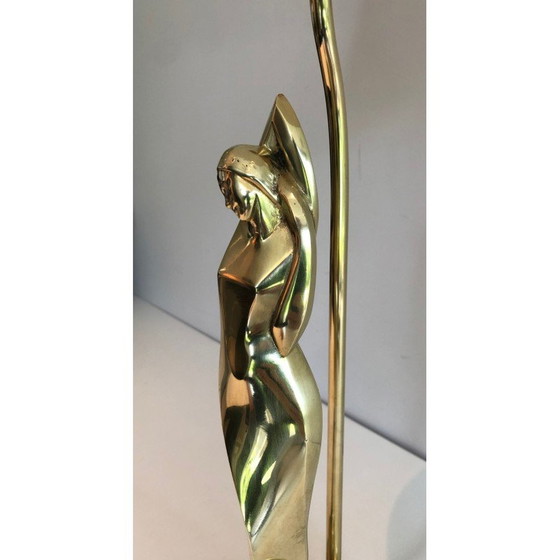 Image 1 of Lampe vintage en laiton représentant une femme stylisée, 1970