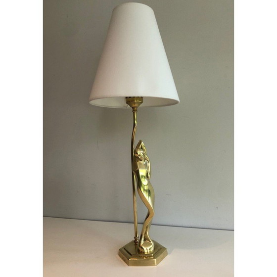 Image 1 of Lampe vintage en laiton représentant une femme stylisée, 1970