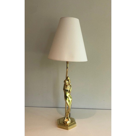 Image 1 of Lampe vintage en laiton représentant une femme stylisée, 1970