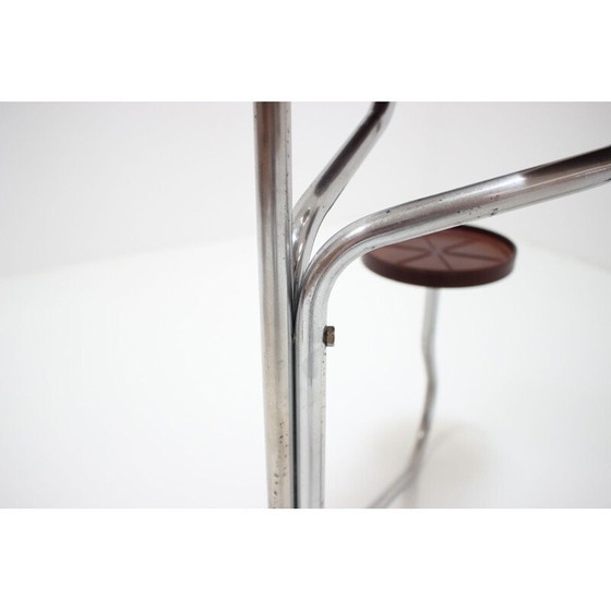 Image 1 of Porte-fleurs vintage en chrome et bois, Tchécoslovaquie 1940