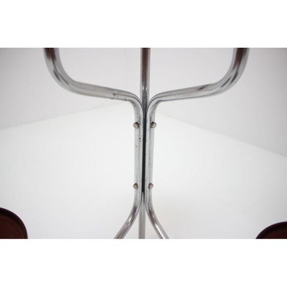 Image 1 of Porte-fleurs vintage en chrome et bois, Tchécoslovaquie 1940