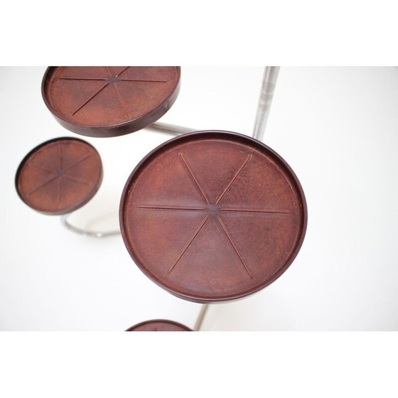 Image 1 of Porte-fleurs vintage en chrome et bois, Tchécoslovaquie 1940