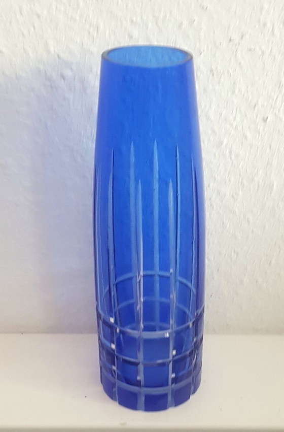 Image 1 of Vase en cristal bleu, années 1960