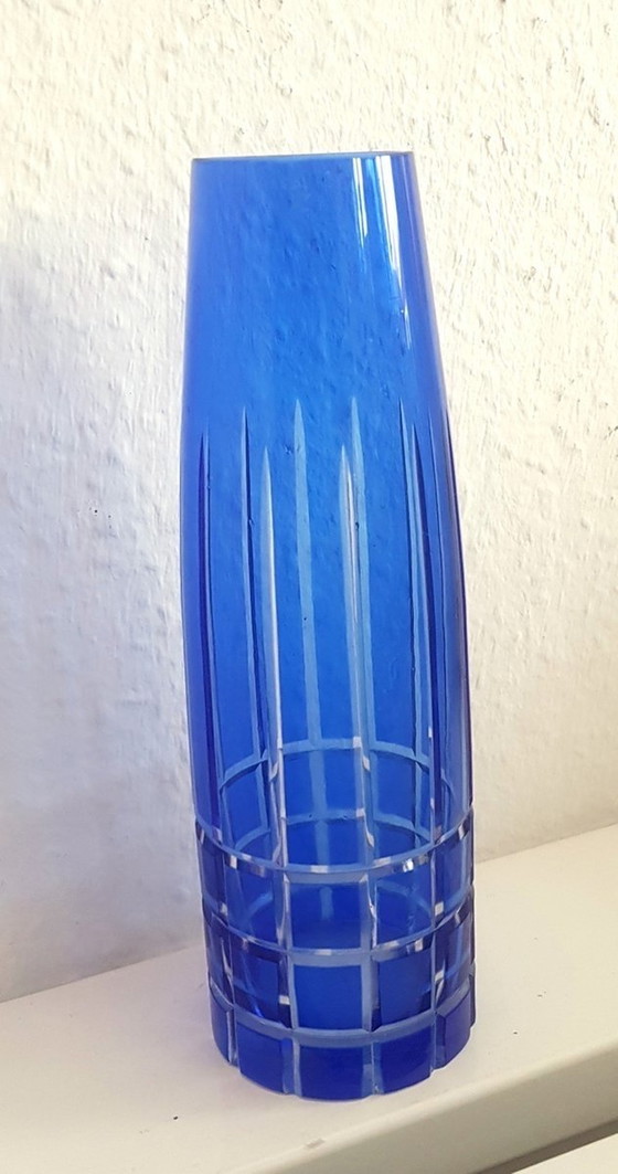 Image 1 of Vase en cristal bleu, années 1960