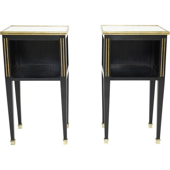 Image 1 of Paire de tables de chevet vintage en laiton et marbre par Jansen, 1950