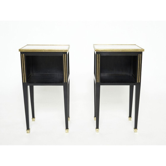 Image 1 of Paire de tables de chevet vintage en laiton et marbre par Jansen, 1950