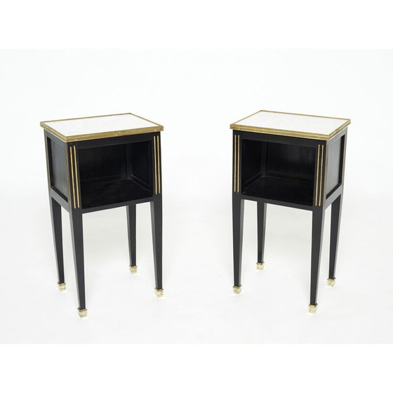 Image 1 of Paire de tables de chevet vintage en laiton et marbre par Jansen, 1950
