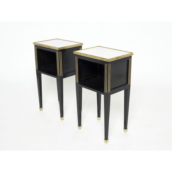 Image 1 of Paire de tables de chevet vintage en laiton et marbre par Jansen, 1950