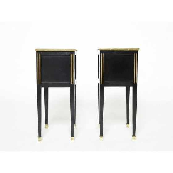 Image 1 of Paire de tables de chevet vintage en laiton et marbre par Jansen, 1950
