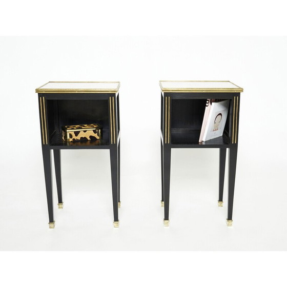 Image 1 of Paire de tables de chevet vintage en laiton et marbre par Jansen, 1950