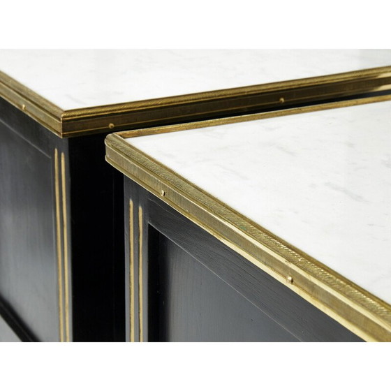 Image 1 of Paire de tables de chevet vintage en laiton et marbre par Jansen, 1950