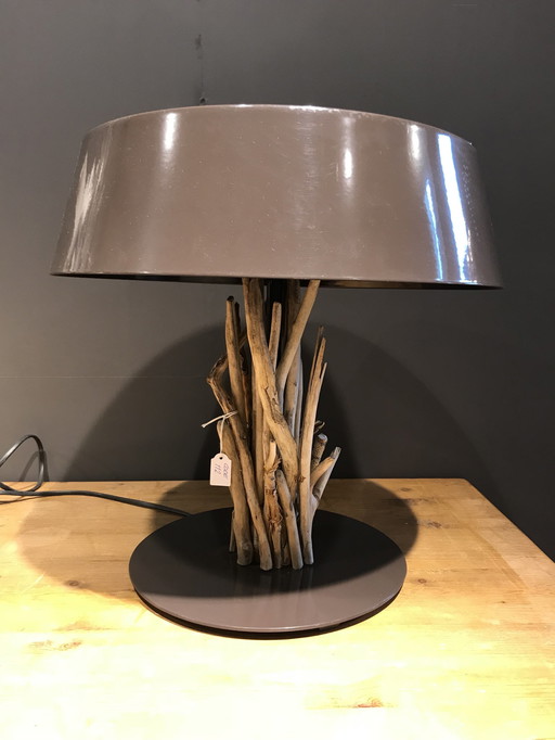 Lampe à poser design bois et acier