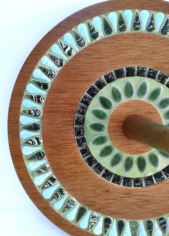 Image 1 of Plateau Fromages Bois Émaillé Vintage