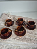 Set Vintage Cp Colditz Porcelain German Coffee Cups - Brown
