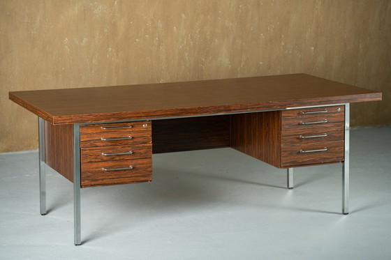 Image 1 of Bureau en métal et palissandre du Mid Century, Danemark, années 1970