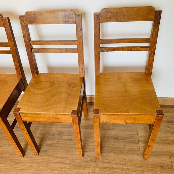 Image 1 of Ensemble de 4 chaises vintage en contreplaqué, 1960