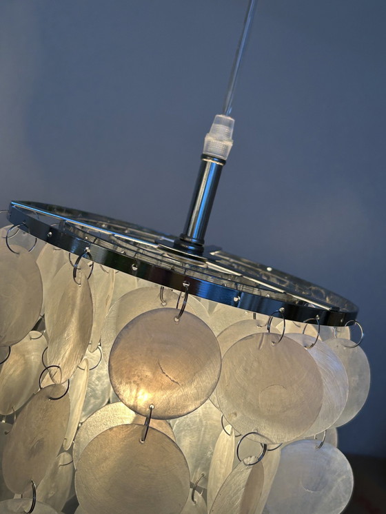 Image 1 of Lampe pendante Capiz Shells Pearl Chrome Frame