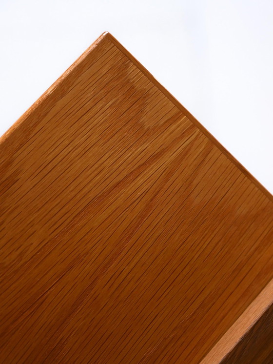 Image 1 of Vintage 1960S Scandinavian Oak Office Cabinet With Metal Legs And Roll-Top Door