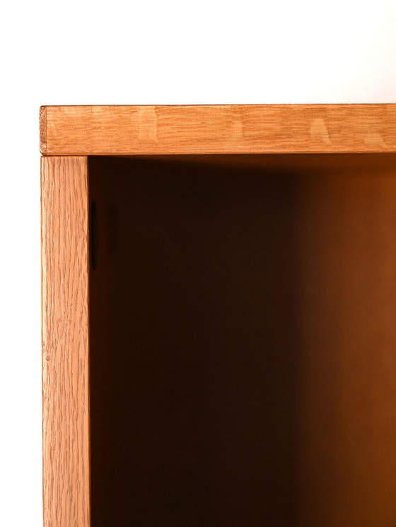 Image 1 of Vintage 1960S Scandinavian Oak Office Cabinet With Metal Legs And Roll-Top Door