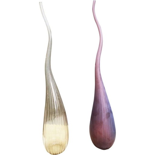 Paire de vases vintage Aria en gris fumé et prune sable Renzo Stellon by Salvatia