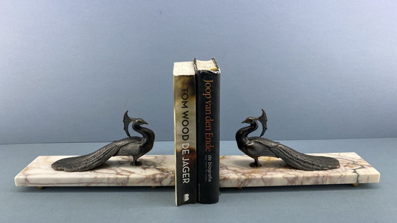 Image 1 of Set de serre-livres Art Déco avec paons