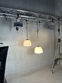 3x Lampes d'école Art Déco - Opaline et laiton