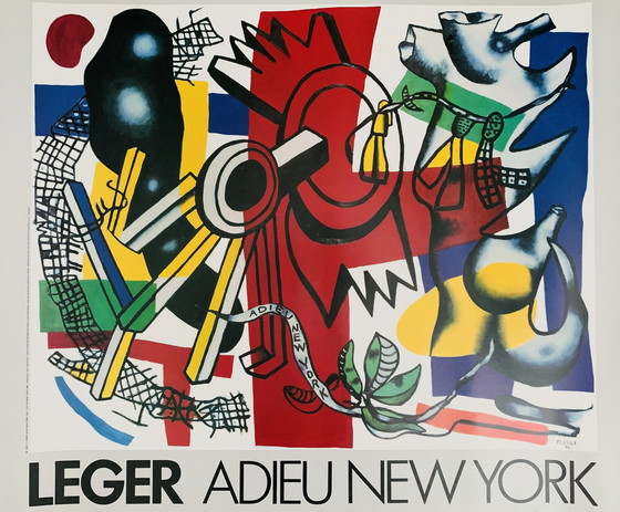 Image 1 of Fernand Leger : "Poster Adieu New York. Signé dans la plaque.