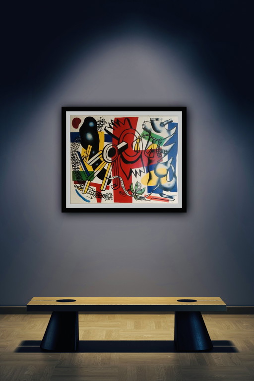 Fernand Leger : "Poster Adieu New York. Signé dans la plaque.