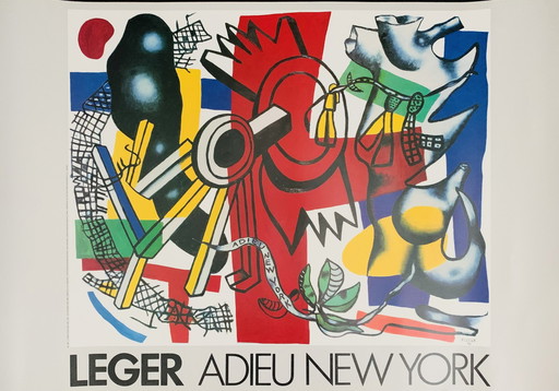 Fernand Leger : "Poster Adieu New York. Signé dans la plaque.