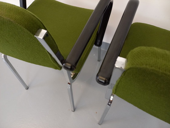 Image 1 of Paire De Fauteuils Vintage En Tissu Et Chrome Des Années 70