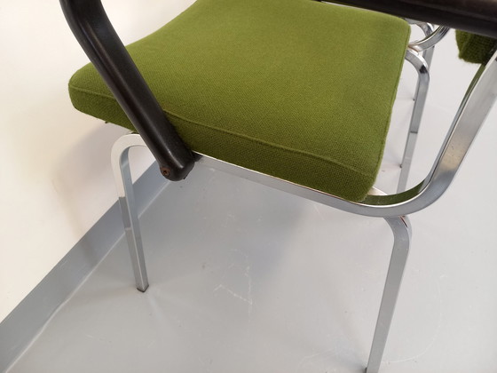 Image 1 of Paire De Fauteuils Vintage En Tissu Et Chrome Des Années 70