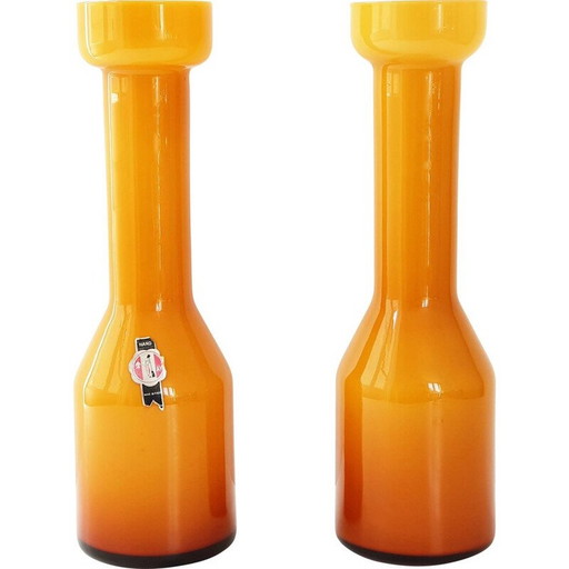 Paire de vases vintage en verre de Murano par AV Mazzega, 1960