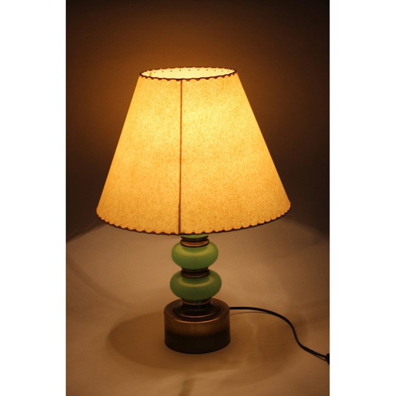 Image 1 of Lampe de table vintage avec abat-jour en papier, Italie 1970