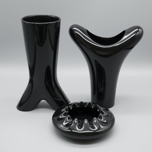 Rosenthal Studio Linie Glossy Porcelaine Noire Spirit Vase Trio By Platt & Young